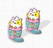 The Gilded Girl - Ice Cream Kitty Earrings