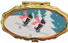 Andrea Garland - Skiing Scotties, Lip Balm Compact