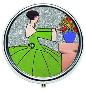 Andrea Garland Art Deco Glitter: Floral Pot Lip Balm Compact